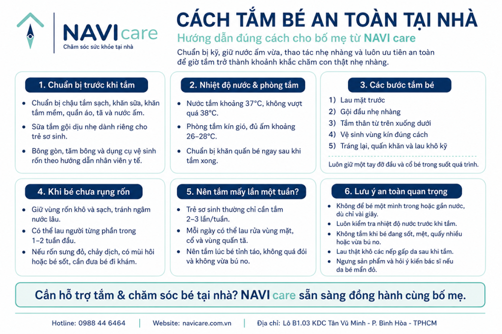 Cách tắm bé sơ sinh an toàn, đúng cách cho bố mẹ