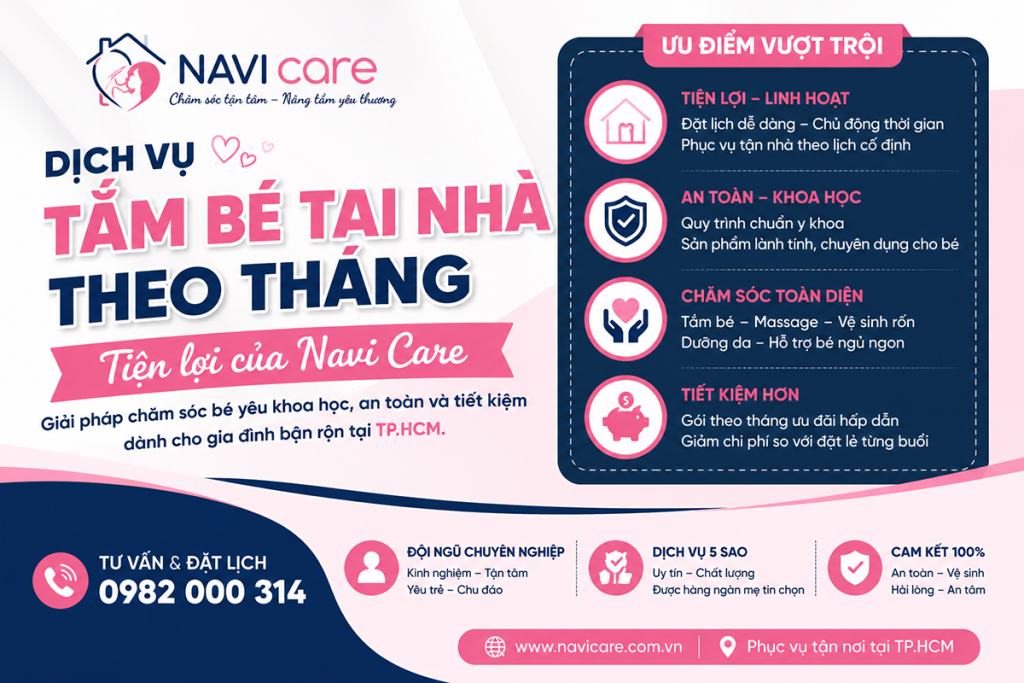 Dịch vụ Tắm bé tại nhà theo tháng tiện lợi của NAVI care