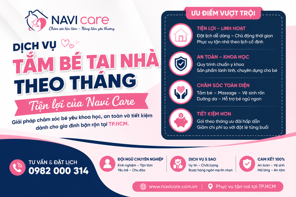 Dịch vụ Tắm bé tại nhà theo tháng tiện lợi của NAVI care