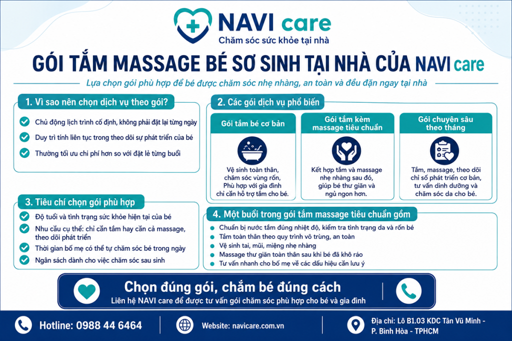 Gói tắm massage bé sơ sinh tại nhà của NAVI care