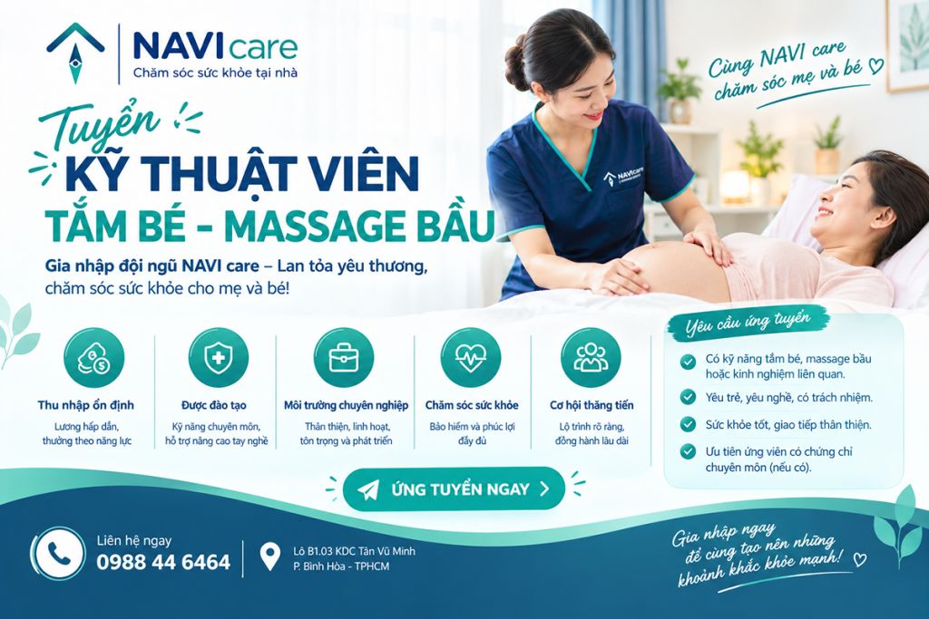 Tuyển kỹ thuật viên tắm bé, massage bầu tại nhà NAVI care